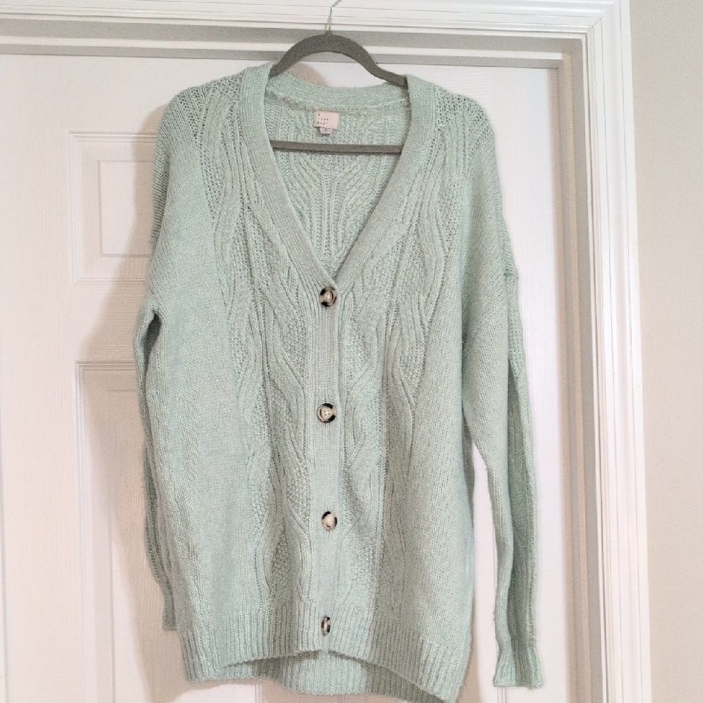 a new day Light Green Cable Knit Cardigan
